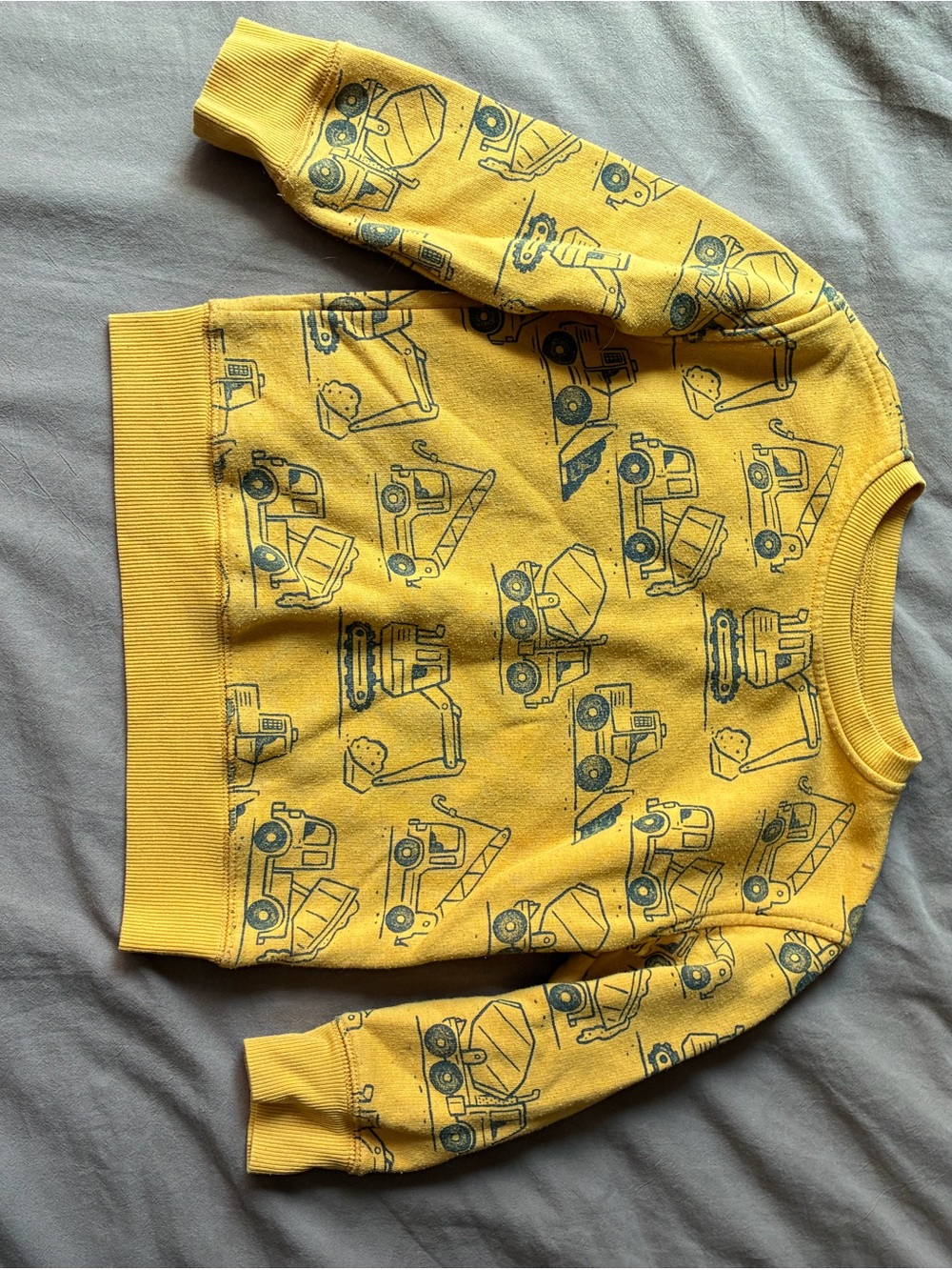 jumping beans Yellow Crewneck Sweatshirt with Construction Vehicle Print